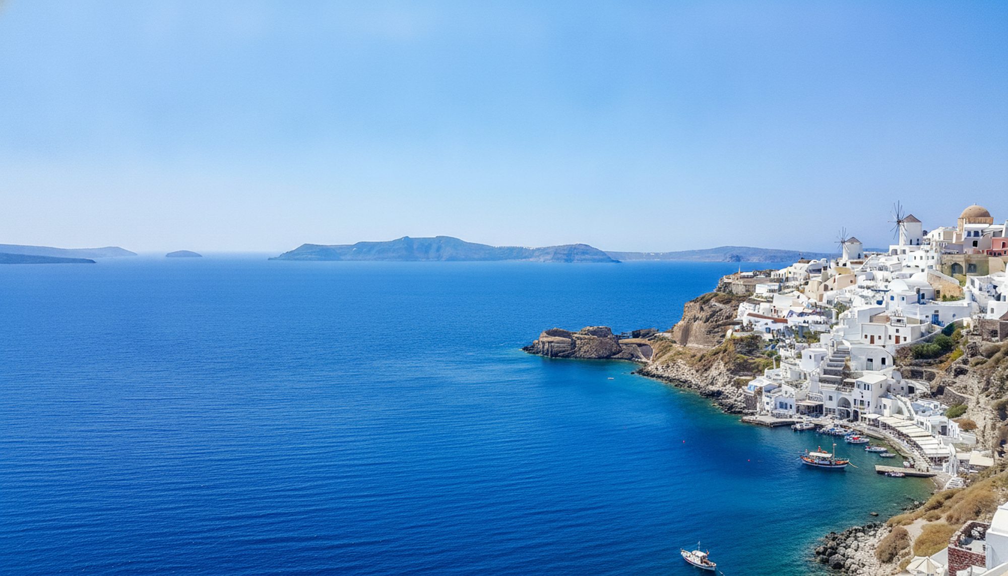 A whitewashed village above the sea